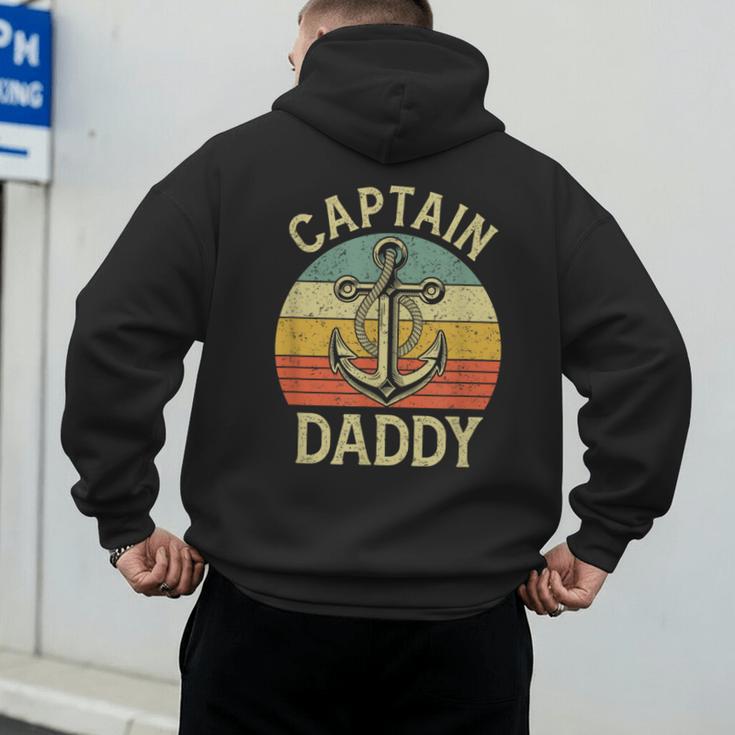 Vintage Captain Daddy Boat Pontoon Dad Fishing Sailor Anchor Men's Hoodie Back Print