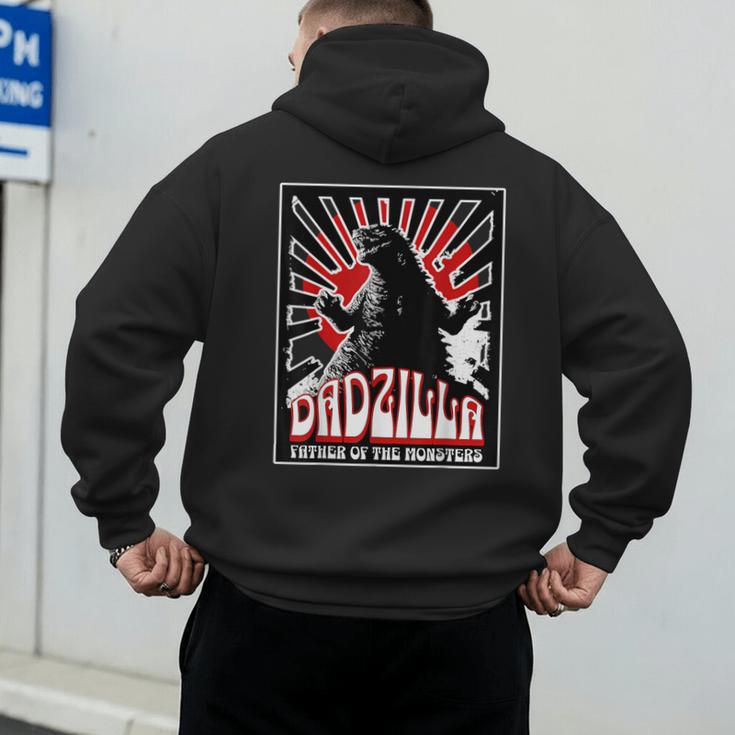 Vintage Dadzilla Father Of The Monsters Fathers Day Men's Hoodie Back Print