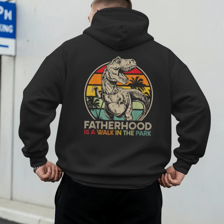 Vintage Fatherhood Is A Walk In The Park DadRex Dinosaur Men's Hoodie Back Print