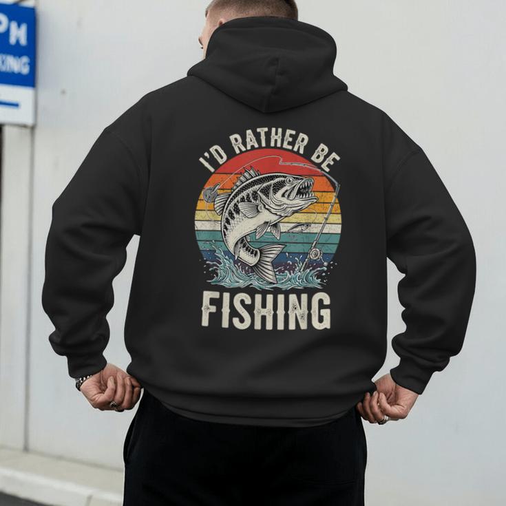 Vintage I'd Rather Be Fishing Graphic Bass Dad Boy Men Men's Hoodie Back Print