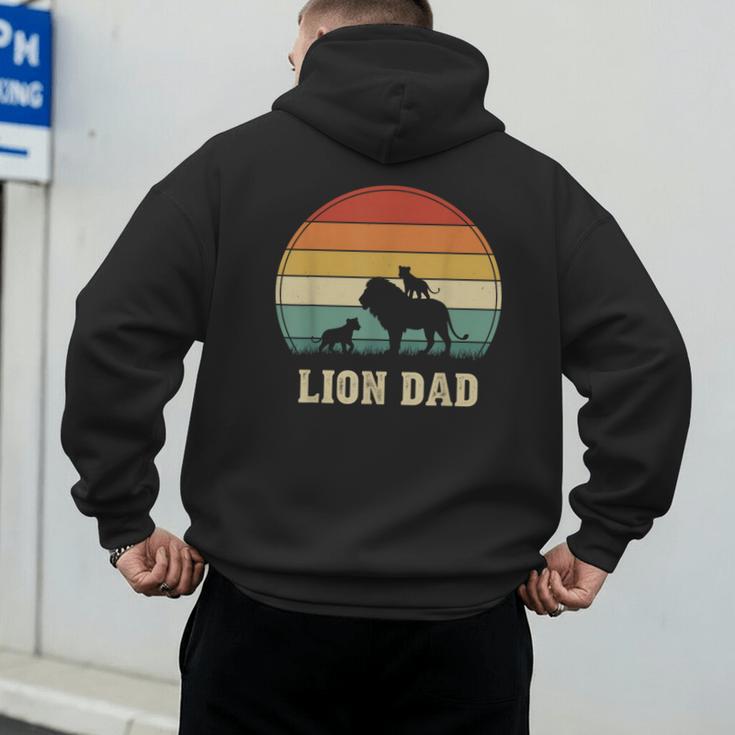 Vintage Lion Dad Father Grandpa Father's Day Men's Hoodie Back Print