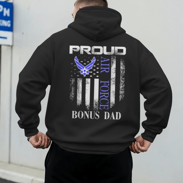 Vintage Proud Air Force Bonus Dad With American Flag Men's Hoodie Back Print