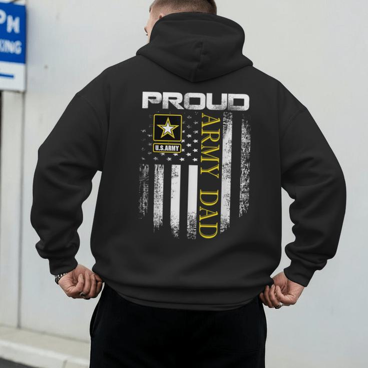 Vintage Proud Army Dad With American Flag Men's Hoodie Back Print