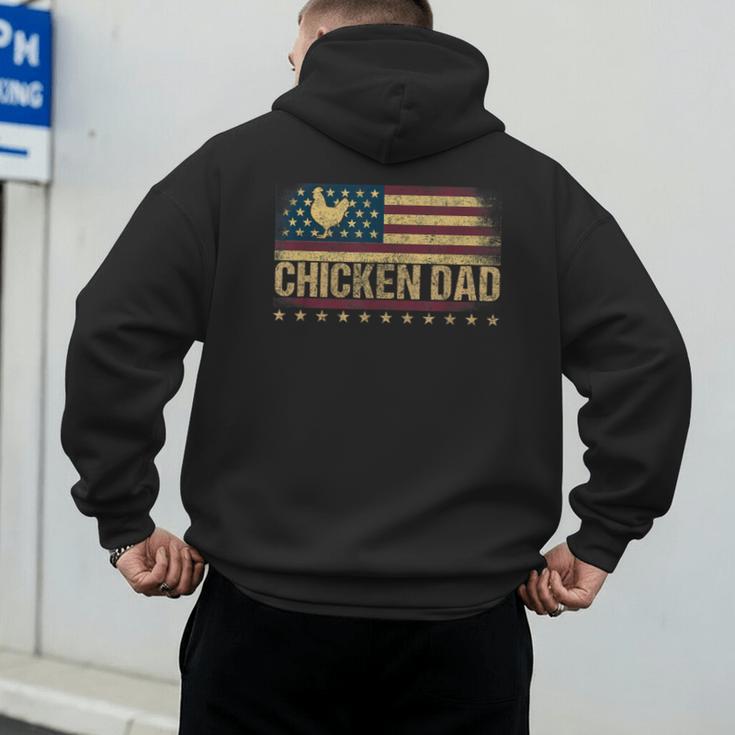 Vintage USA Flag Chicken Dad Stars Men's Hoodie Back Print