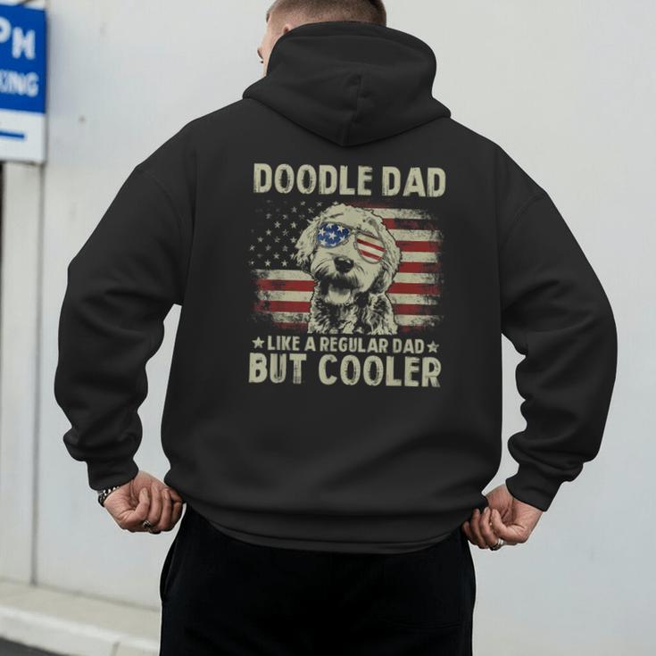 Vintage USA Flag Goldendoodle Doodle Dad Fathers Day Men Men's Hoodie Back Print