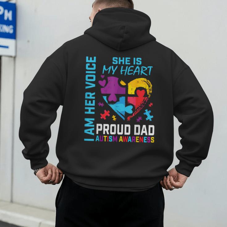 I Am Her Voice She Is My Heart Autism Awareness Daughter Dad Men's Hoodie Back Print