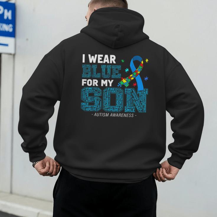 I Wear Blue For My Son Autism Awareness Mom Dad Parents Men's Hoodie Back Print I Wear Blue For My Son Autism Awareness Mom Dad Parents Men's Hoodie Back Print