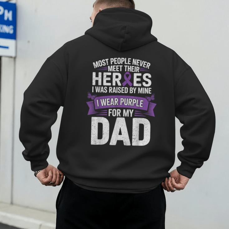 I Wear Purple For My Dad Pancreatic Cancer Support Men's Hoodie Back Print