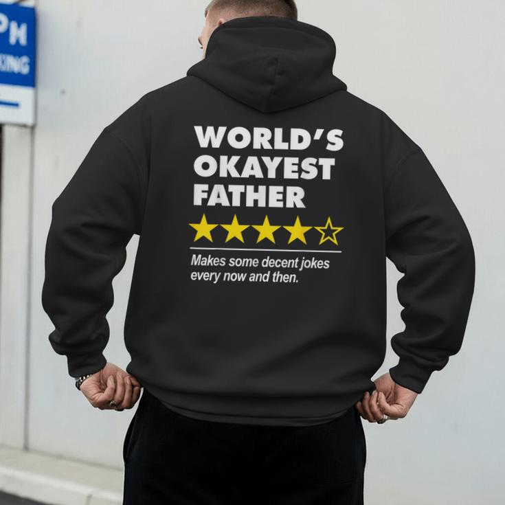 Worlds Okayest Father Dad Joke Review For Fathers Day Men's Hoodie Back Print Worlds Okayest Father Dad Joke Review For Fathers Day Men's Hoodie Back Print