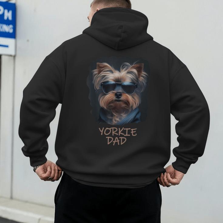 Yorkie Dad Cute Cool Dog In Sunglasses C Men's Hoodie Back Print
