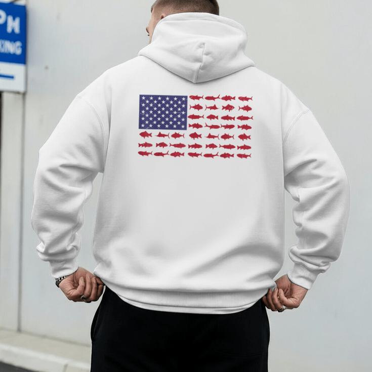 American Flag Fishing-Shirt Men Kids Bass Fish Dad Patriotic Men's Hoodie Back Print