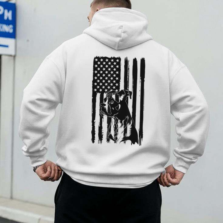 American Flag USA Patriot Boxer Dog Dad Men's Hoodie Back Print