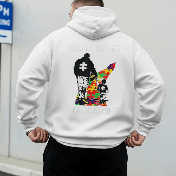 Autism Dad Support Alone Puzzle You'Ll Never Walk Premium Tri-Blend Men's Hoodie Back Print Autism Dad Support Alone Puzzle You'Ll Never Walk Premium Tri-Blend Men's Hoodie Back Print