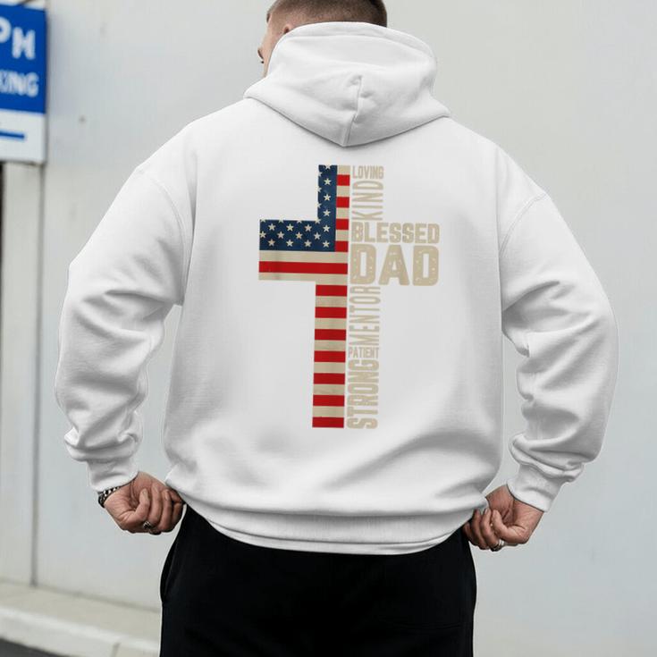 Blessed Dad Christian From Daughter Son Jesus Patriotic Men's Hoodie Back Print