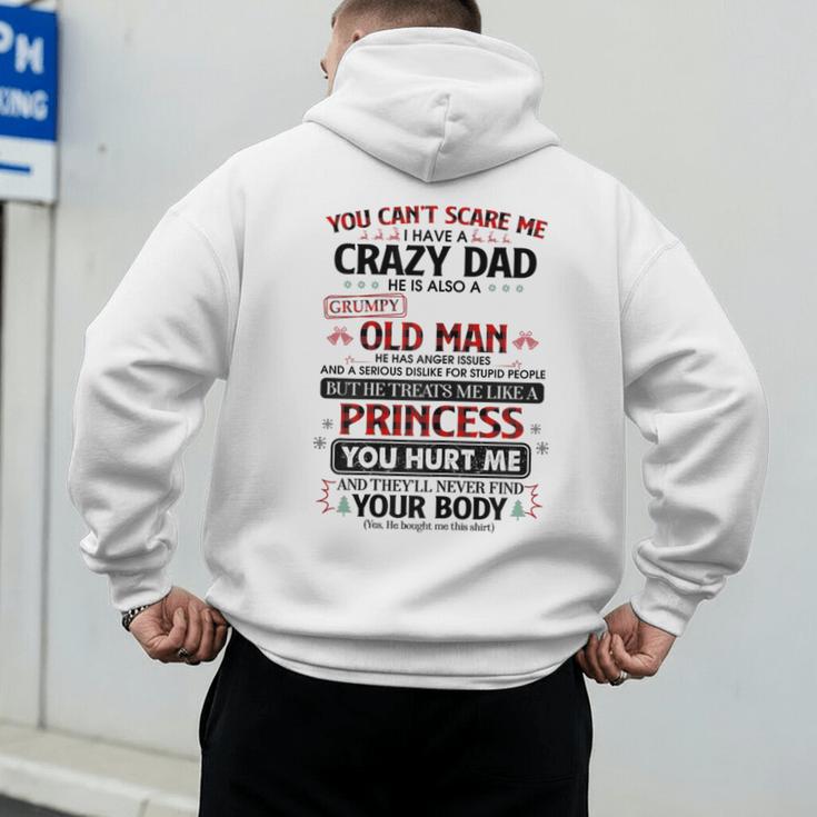 You Can’t Scare Me I Have A Crazy Dad Men's Hoodie Back Print