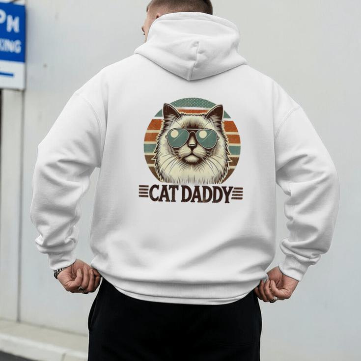 Cat Daddy Cool Ragdoll Cat Father's Day Retro Cat Dad Men's Hoodie Back Print