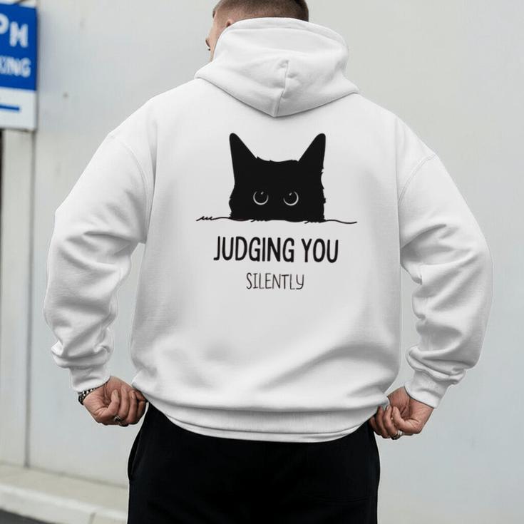 Cat Judging You Silently Cat Mom Dad Premium Tri-Blend Men's Hoodie Back Print
