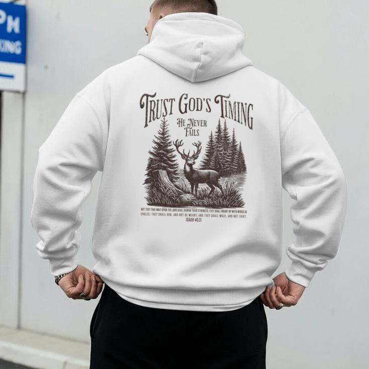 Christian Jesus Bible Verse Deer Elk Buck Hunting Dad Hunter Men's Hoodie Back Print