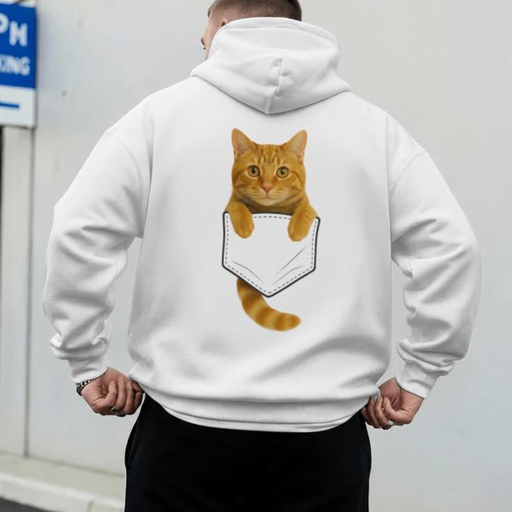 Cute Tabby Cat Pocket Cat Mom Cat Dad Cat Lover Men's Hoodie Back Print