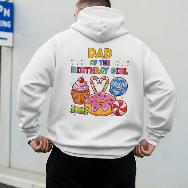 Dad Of The Birthday Girl Candyland Colorful Lollipop Party Men's Hoodie Back Print