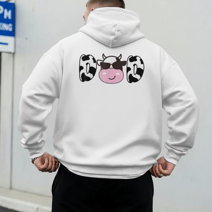 Dad Of The Birthday Girl Cow Daddy Papa Bday Matching Men's Hoodie Back Print