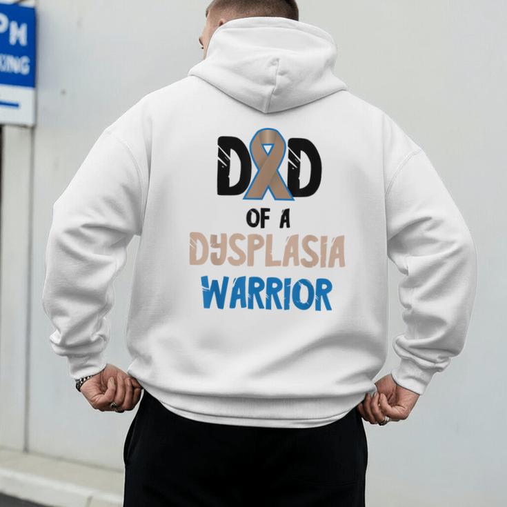 Dad Of A Hip Dysplasia Warrior Beige Blue Hip Dysplasia Men's Hoodie Back Print
