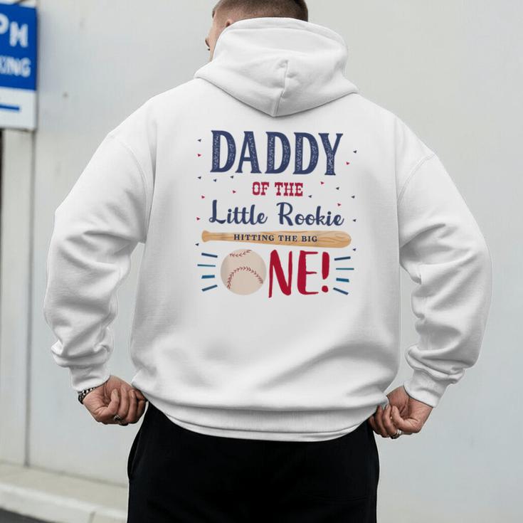 Daddy Dad First Birthday Little Rookie Baseball The Big One Men's Hoodie Back Print