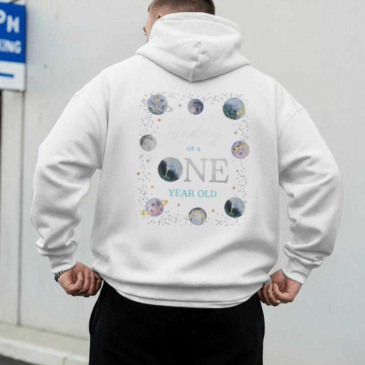 Daddy Houston We Have One Year Old Space Theme 1st Birthday Men's Hoodie Back Print