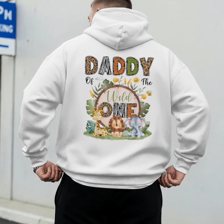 Daddy Of The Wild One 1St Birthday Boy Safari Jungle Men's Hoodie Back Print