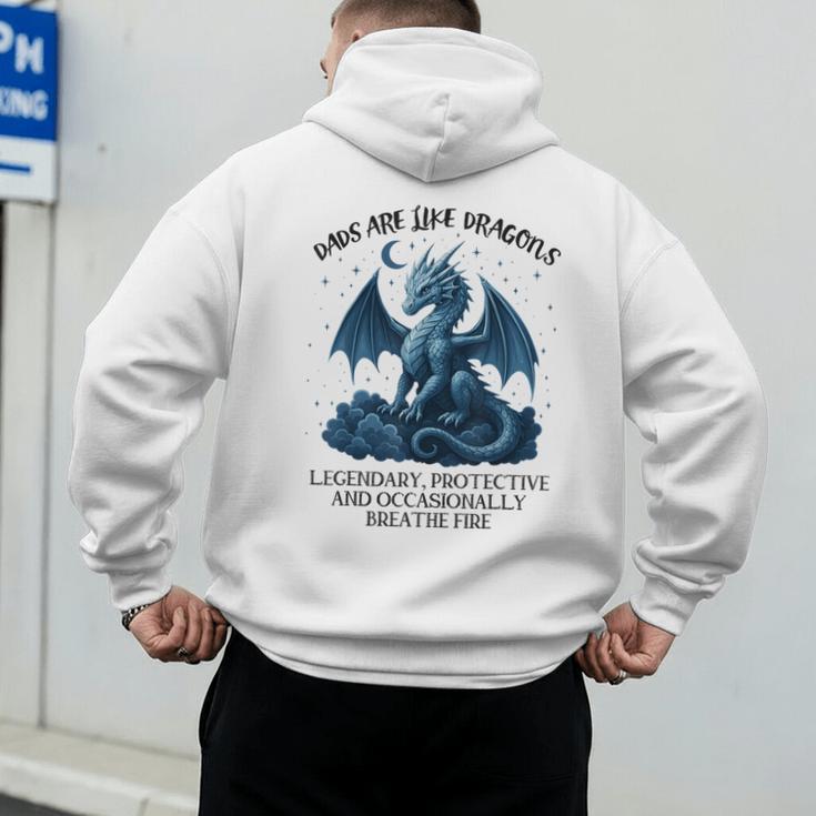 Dads Are Like Dragons Legendary Protective Fatherhood Men's Hoodie Back Print