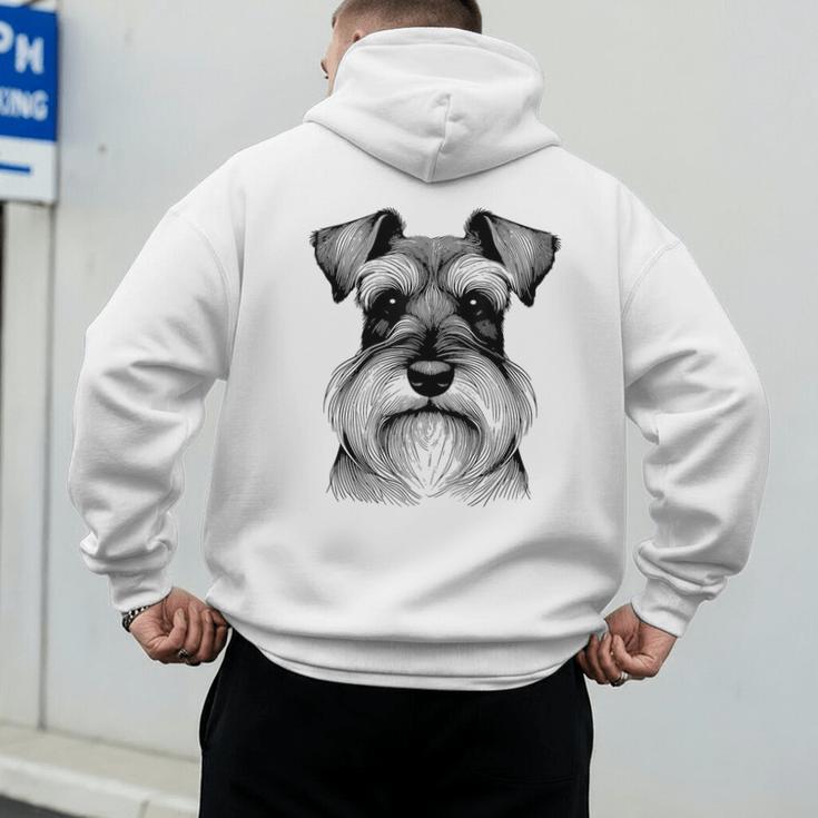 Dog Fingerprint Miniature Schnauzer Dad Mom Men's Hoodie Back Print