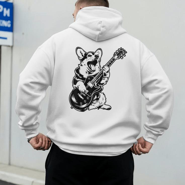 Dog Guitarist Guitar Pembroke Welsh Corgi Dad Mom Men's Hoodie Back Print
