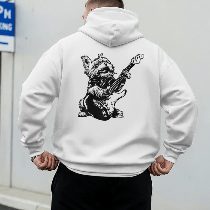 Dog Guitarist Guitar Yorkie Dad Mom For Men Women Men's Hoodie Back Print