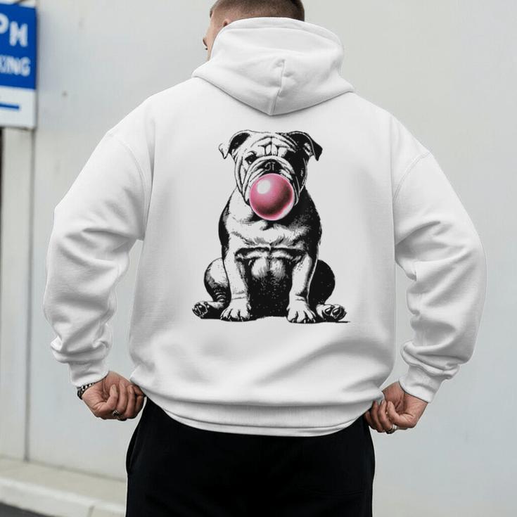 English Bulldog Bubble Gum Vintage Dog Mom Pet Dad Men's Hoodie Back Print