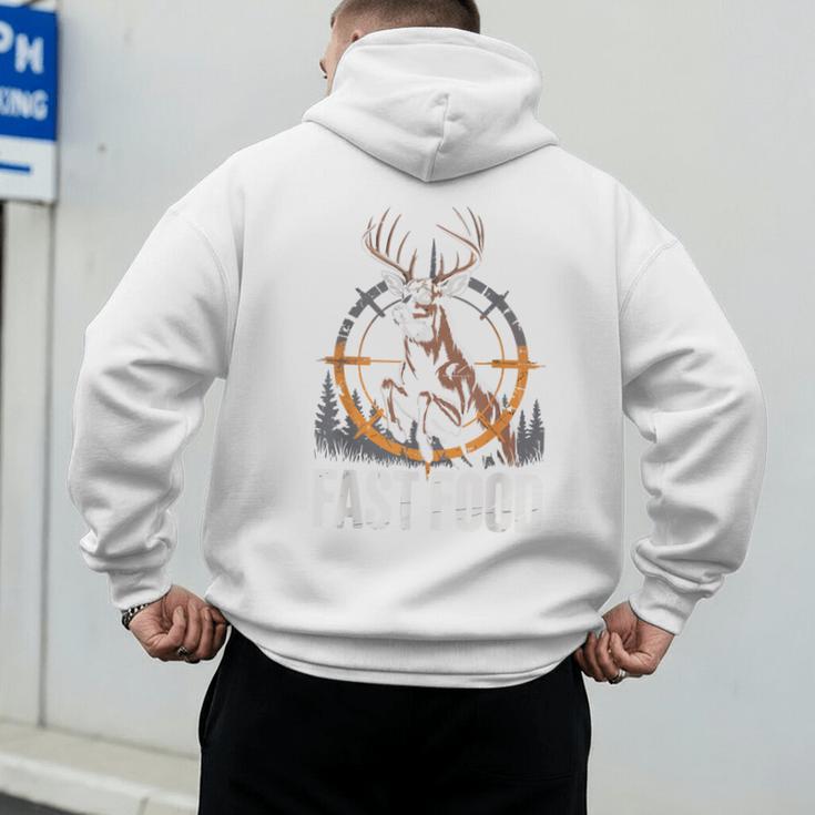 Fast Food Deer Hunting Hunter Dad Tail Buck Men's Hoodie Back Print