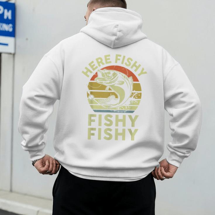 Here-Fishy Fishing Boy Large Mouth Bass Dad Men's Hoodie Back Print