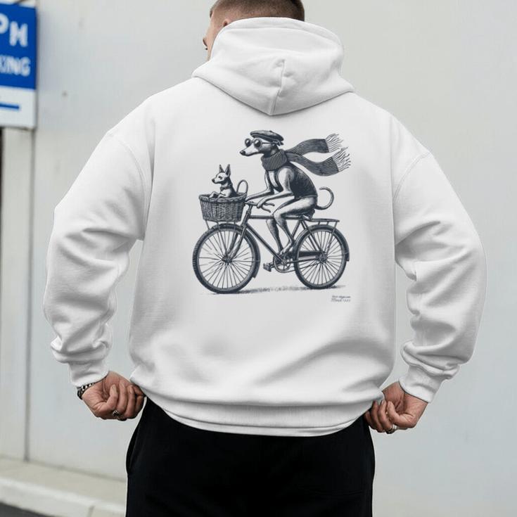 Italian Greyhound Whippet Bicycle Cycling Dog Mom Iggy Dad Men's Hoodie Back Print