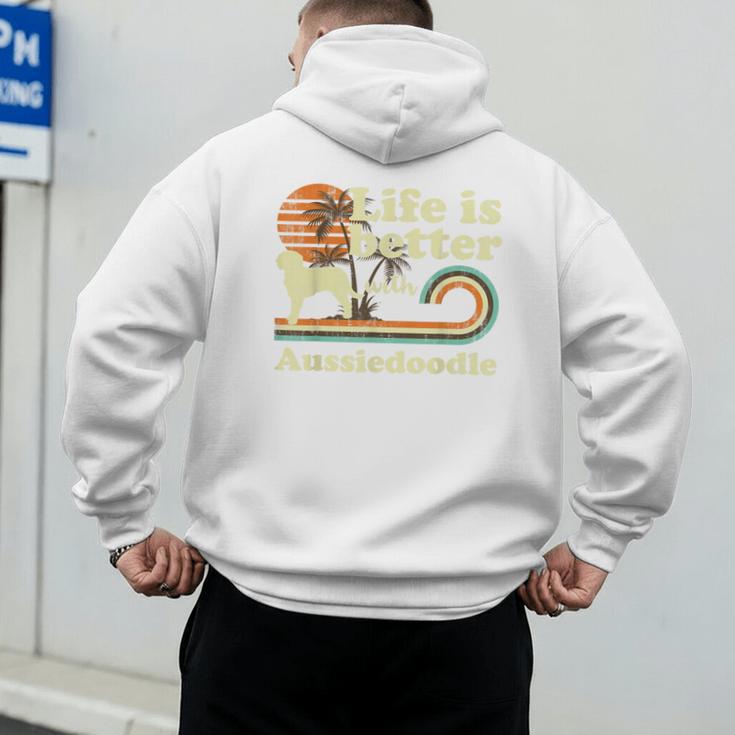 Life Better Aussiedoodle Vintage Dog Mom Dad Men's Hoodie Back Print