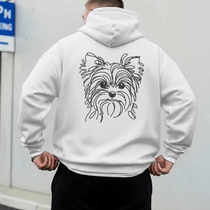 Line Art Dad Mom Dog Teecup Yorkie Men's Hoodie Back Print