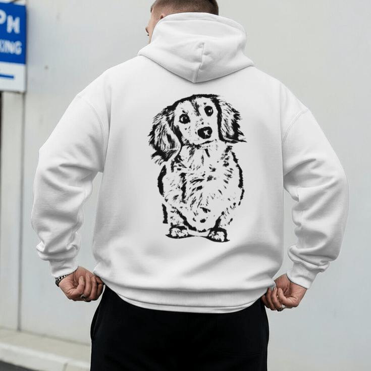 Long Hair Dachshund Lover Doxie Mom Dad Cute Wiener Dog Small Men's Hoodie Back Print