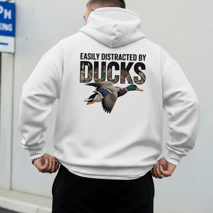 Mallard Duck Hunting Camo Easily Distracted Duck Dad Men's Hoodie Back Print