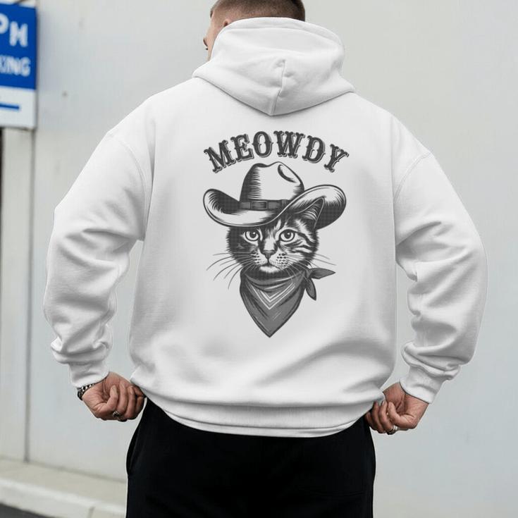 Meowdy Cat Cowboy Western Graphic Cat Lady Cat Dad Men's Hoodie Back Print