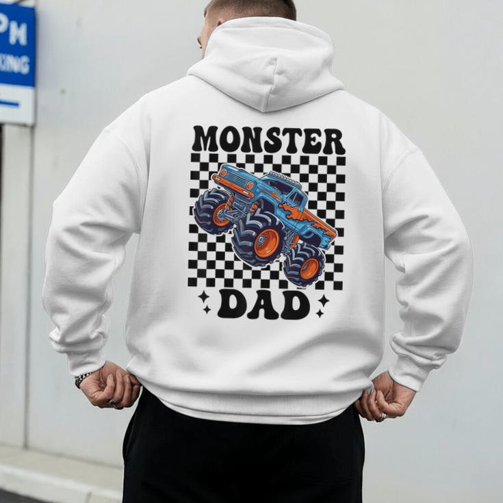 Monster Truck Dad Family Matching Monster Trucks Birthday Men's Hoodie Back Print