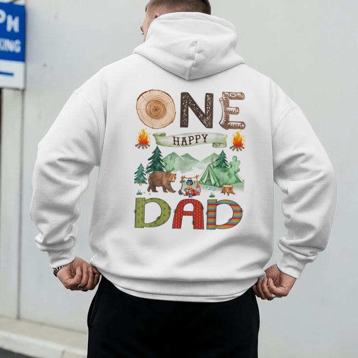 One Happy Dad Camper 1st Birthday Boy Camping Bear Men's Hoodie Back Print One Happy Dad Camper 1st Birthday Boy Camping Bear Men's Hoodie Back Print