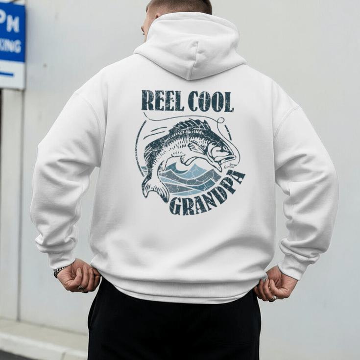 Reel Cool Grandpa Fishing Dad Father's Day Fisherman Men's Hoodie Back Print
