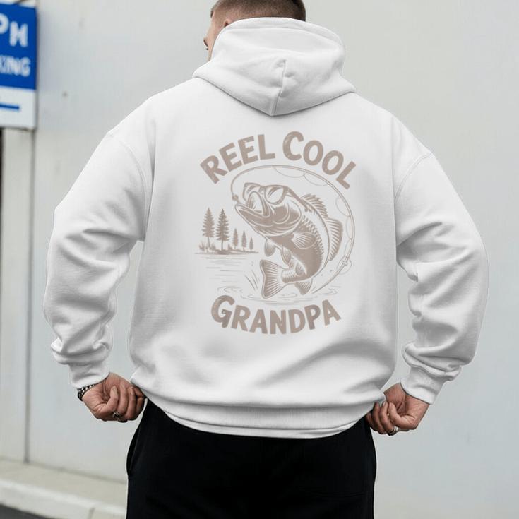 Reel Cool Great Grandpa Step Dad Fishing Father Day Men's Hoodie Back Print