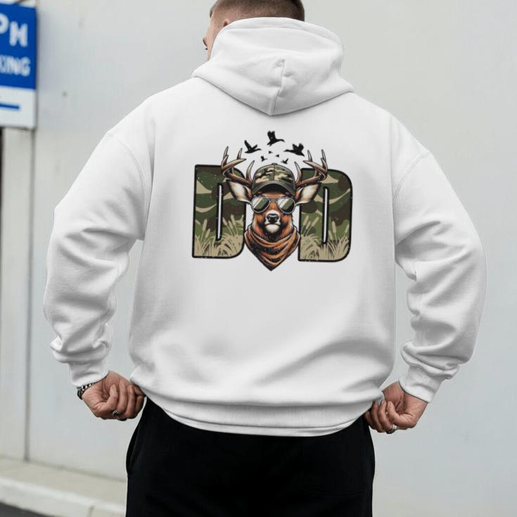 Retro Camo Dad Hunting Camouflage Deer Matching Men's Hoodie Back Print