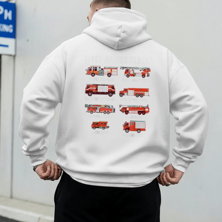 Toddler Boy Types Of FireTruck Firefighter Baby Dad Fireman Men's Hoodie Back Print