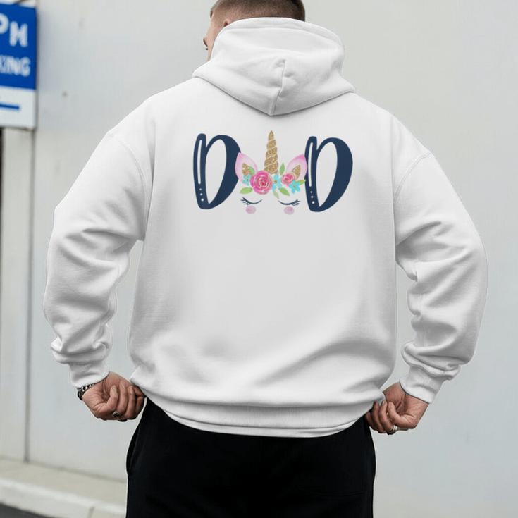 Unicorn Dad Birthday Shirt Matching Family Party Tee T-Shirt Men's Hoodie Back Print