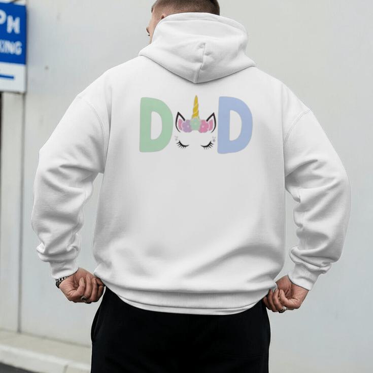 Unicorn Dad First Birthday Girl Family Matching Mama Party Men's Hoodie Back Print